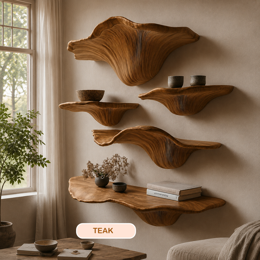 Organic Modern Wood Mushroom Floating Shelf