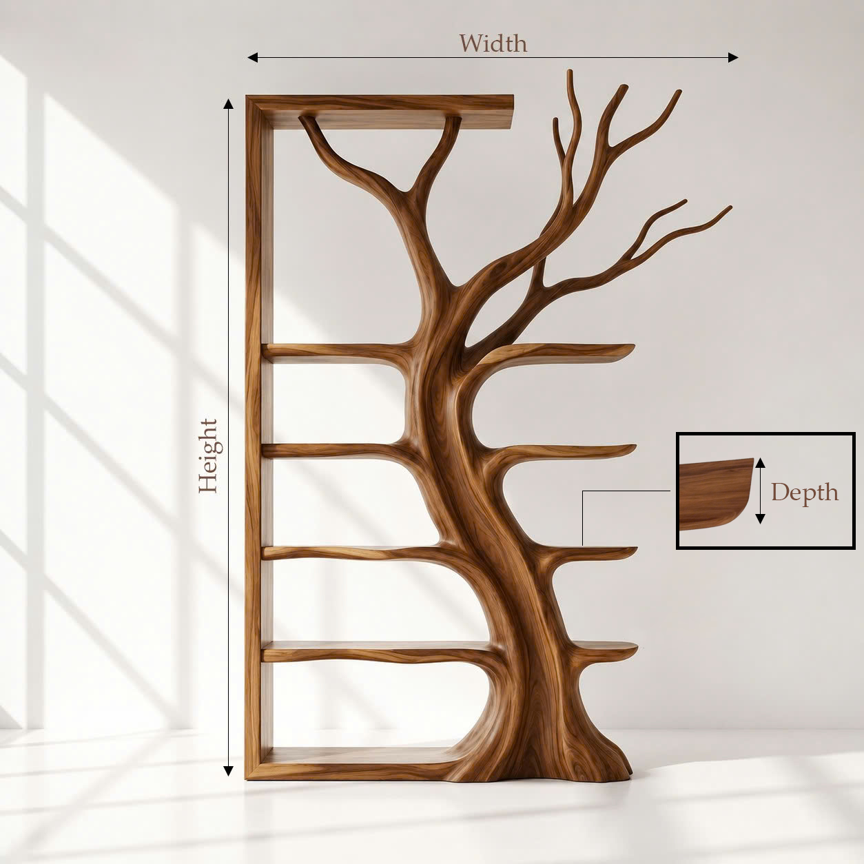 Solid Wood Bookcase Room Divider