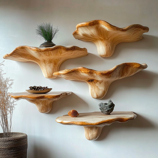 Organic Wood Mushroom Floating Shelf