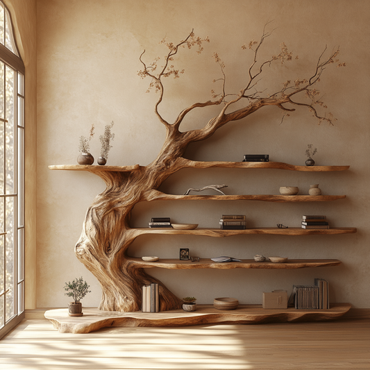 Live Edge Wood Tree Bookshelf
