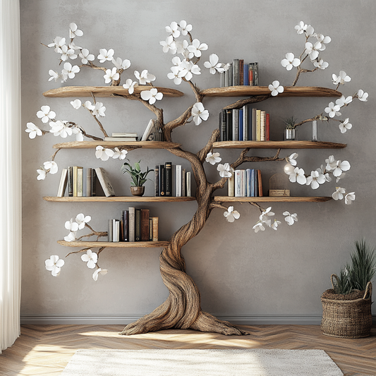 Nature Inspired Wooden Tree Shelf