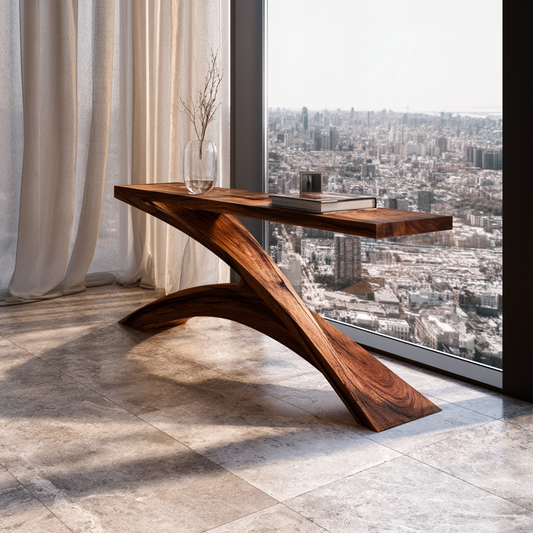 Modern Z-Shaped Wooden Console Table