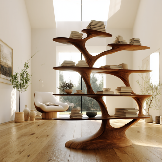 Timber Freestanding Tree Shaped Bookshelf