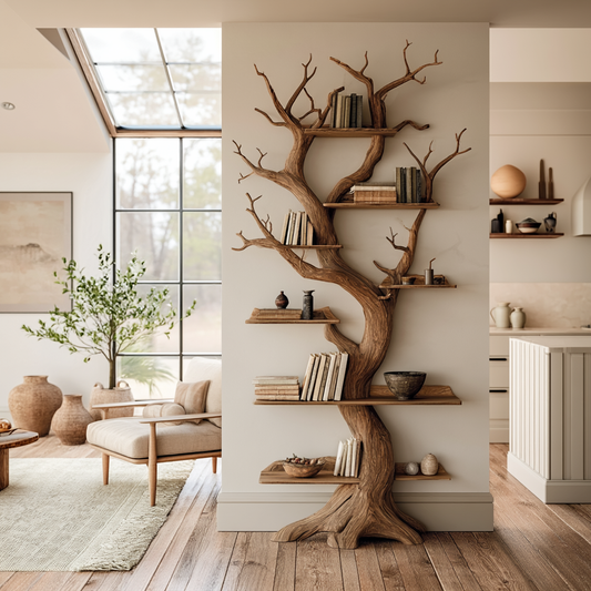 Solid Wood Tree Shaped Bookshelf