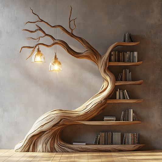 Nature Inspired Wooden Tree Bookshelf