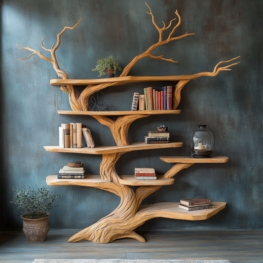 Organic Wood Tree Branch Bookshelf