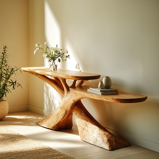 Modern 2-Tier Wood Console Table