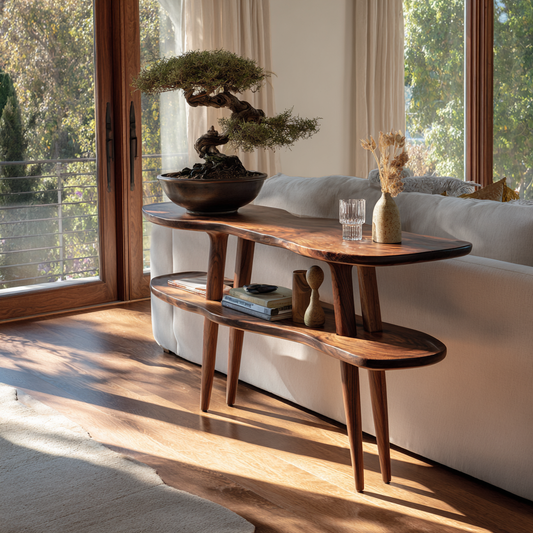 Mid Century Modern Wood Console Table