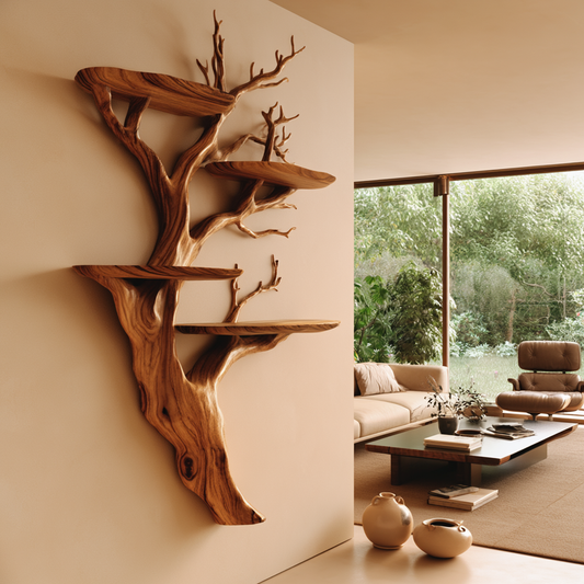 Handmade Wall Mounted Tree Branch Bookcase
