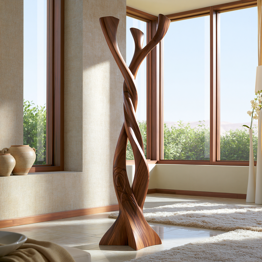 Sculptural Solid Wood Tree Coat Rack