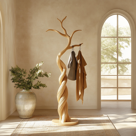 Modern Sculptural Wood Tree Coat Rack