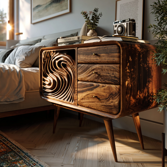 Mid Century Modern Walnut Nightstand