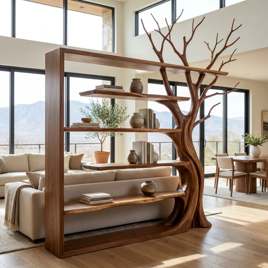 Solid Wood Open Bookcase Room Divider