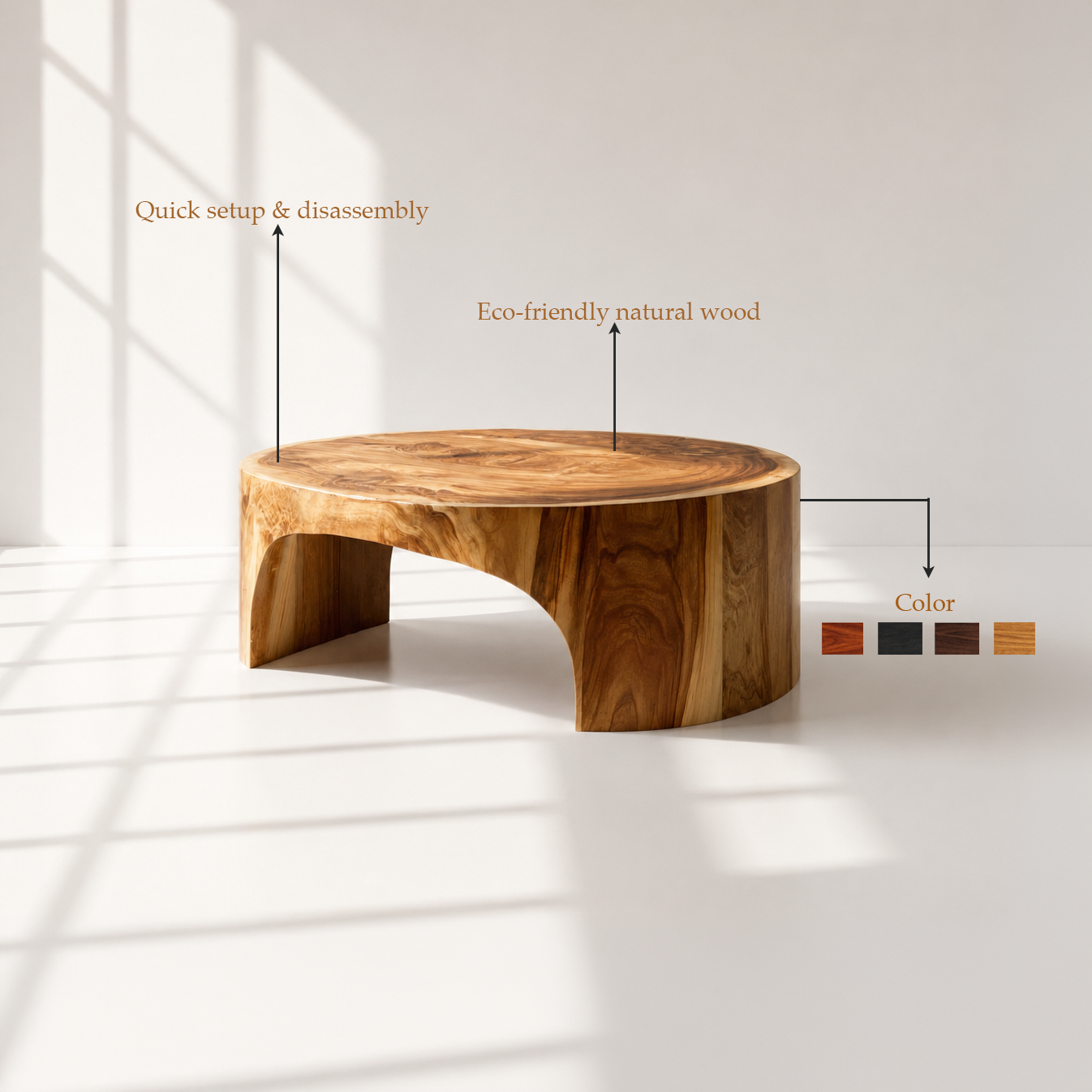 Organic Modern Solid Wood Coffee Table