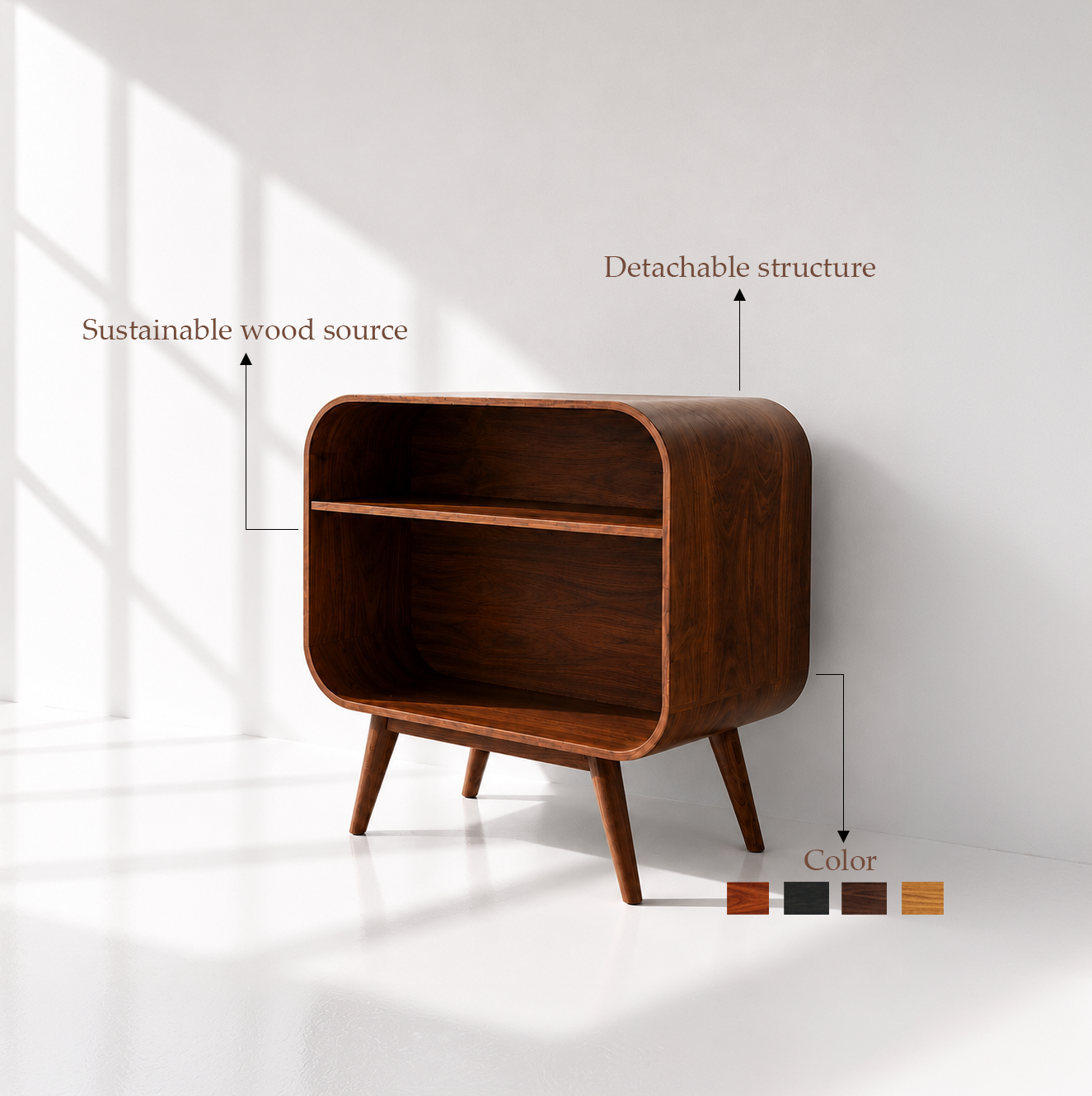 Rustic Solid Wood Record Player Stand