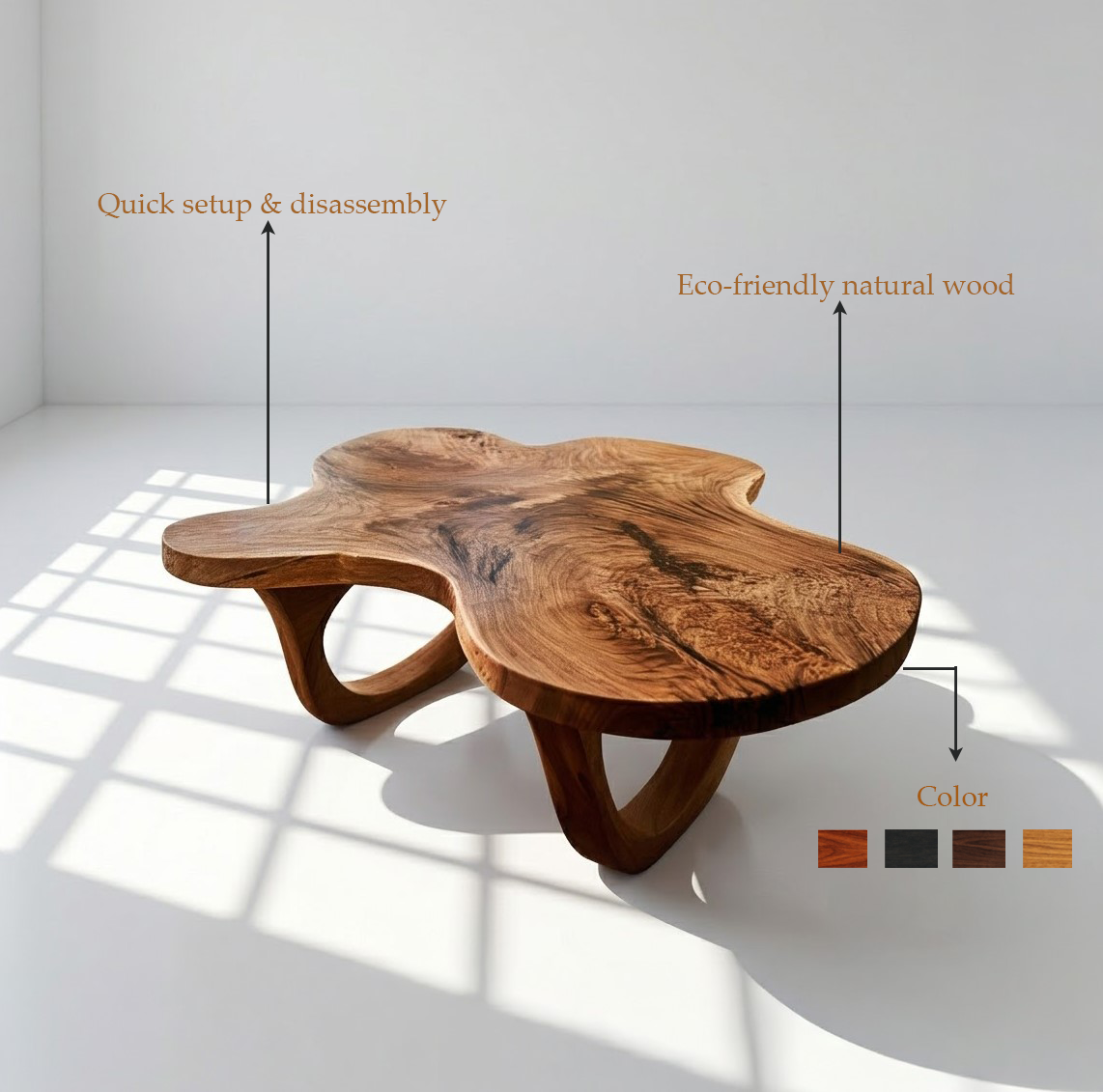 Solid Wood Organic Freeform Coffee Table