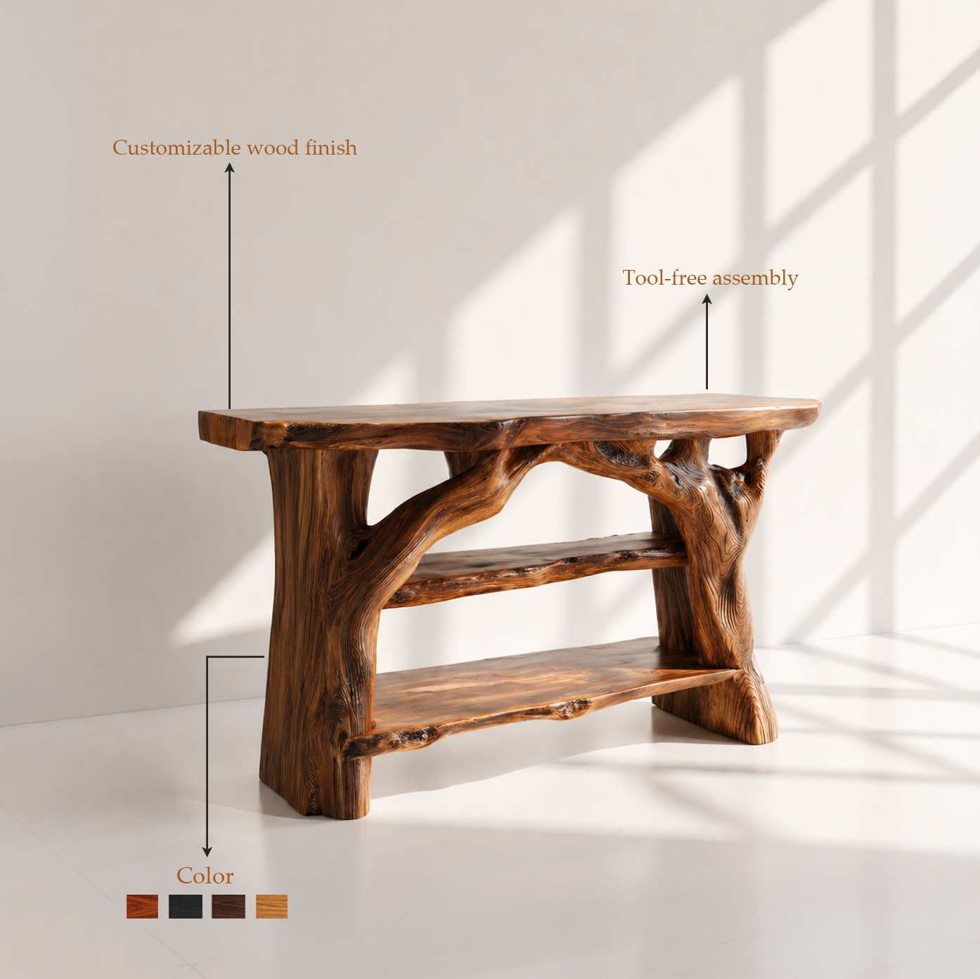 Rustic Solid Wood Bathroom Vanity Console