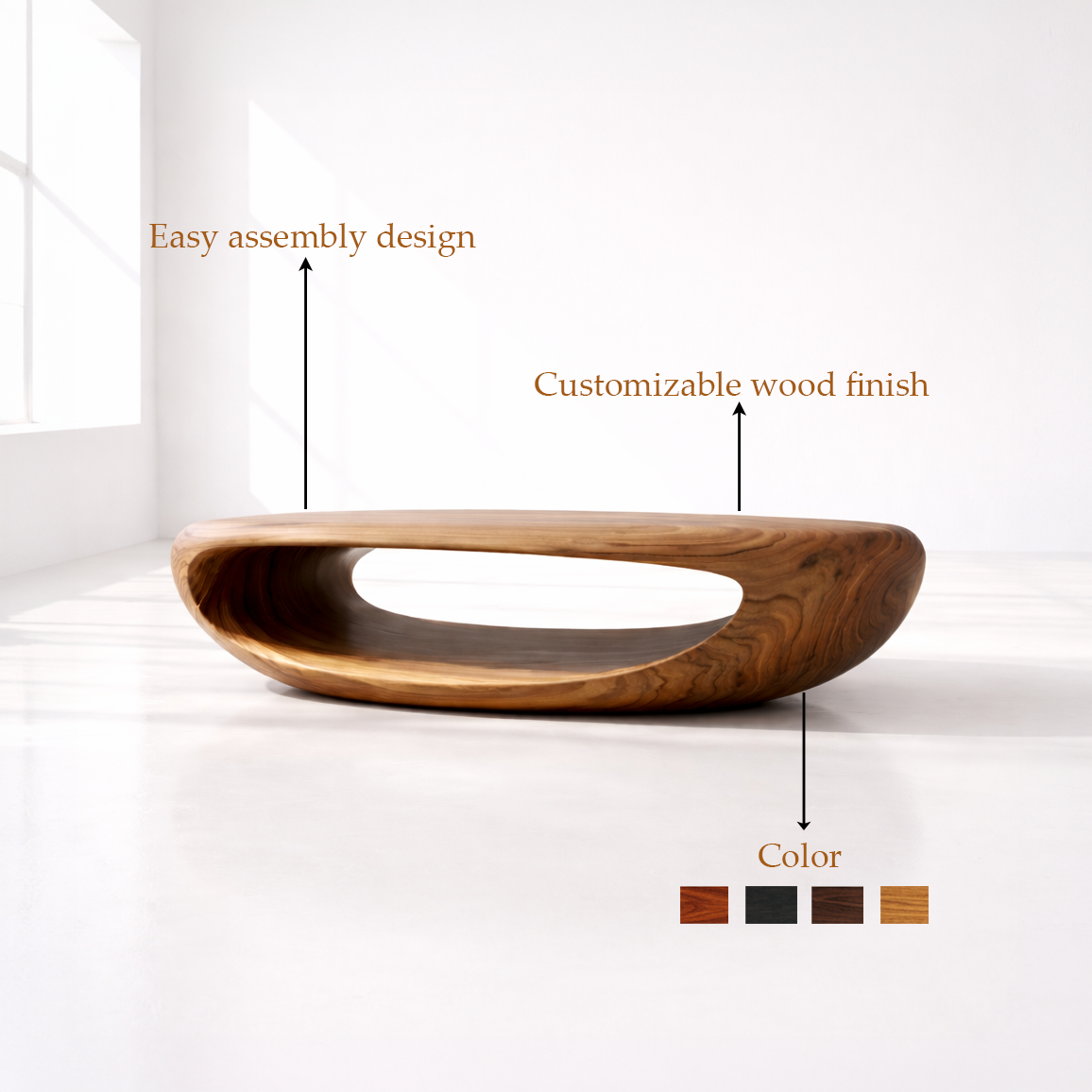 Organic Modern Oval Wood Coffee Table