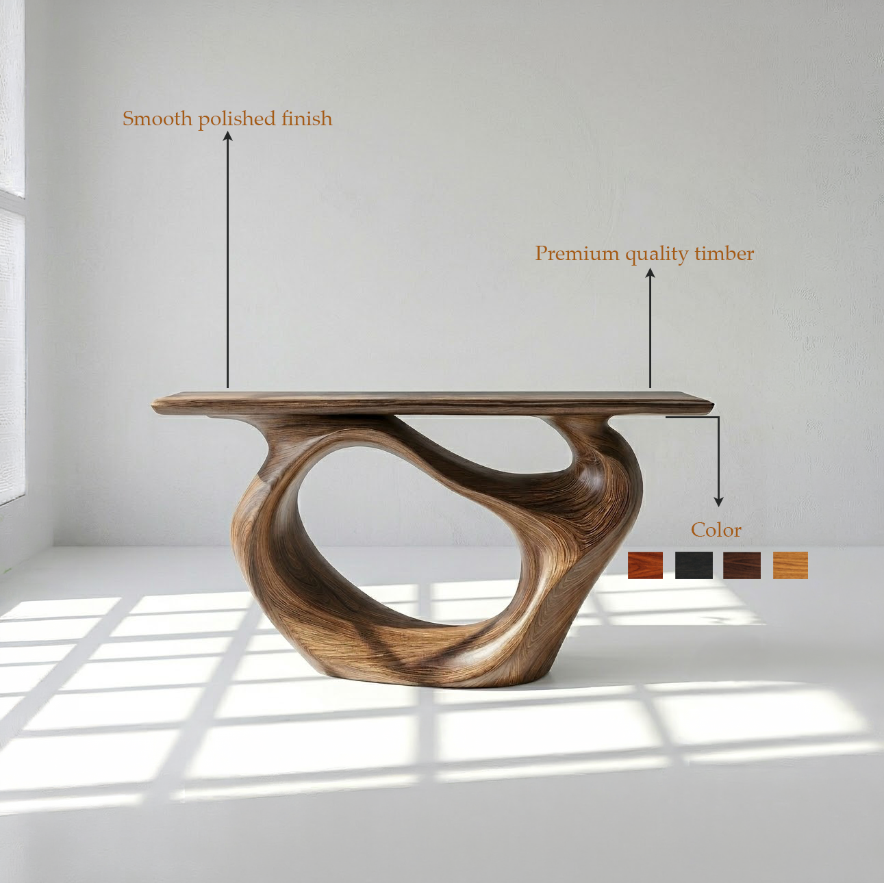 Organic Modern Solid Wood Console Table