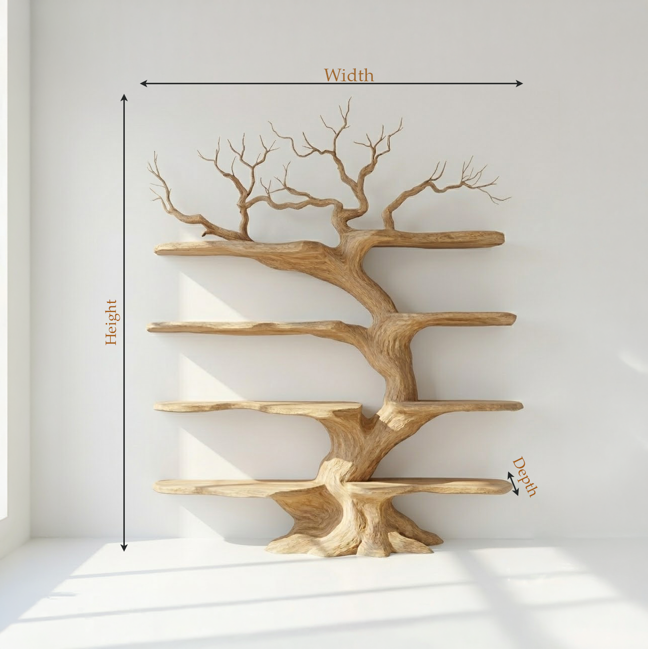 Botanical Inspired Wooden Tree Bookshelf