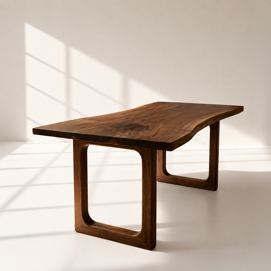 Modern Walnut Live Edge Wood Desk