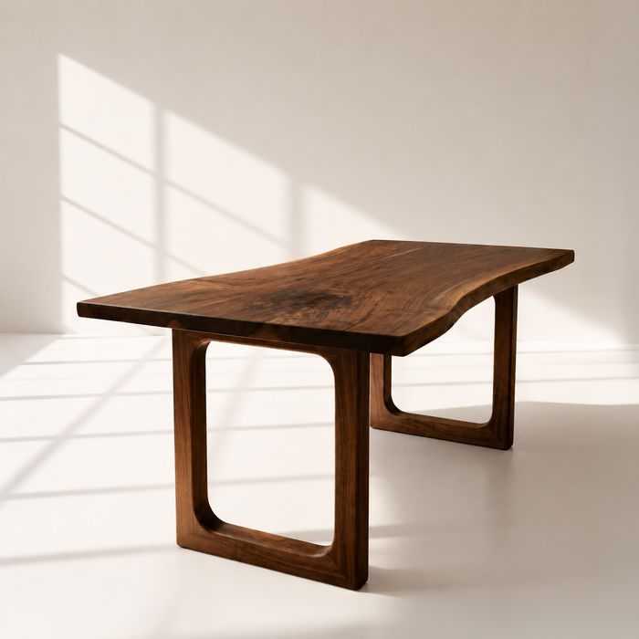 Modern Walnut Live Edge Wood Desk