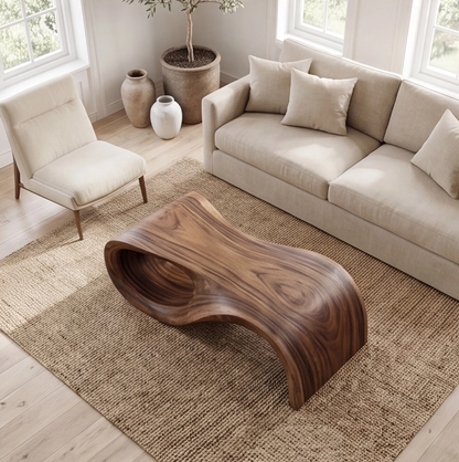 Organic Modern Curved Wood Coffee Table