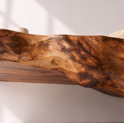 Live Edge Solid Wood Bathroom Vanity Shelf