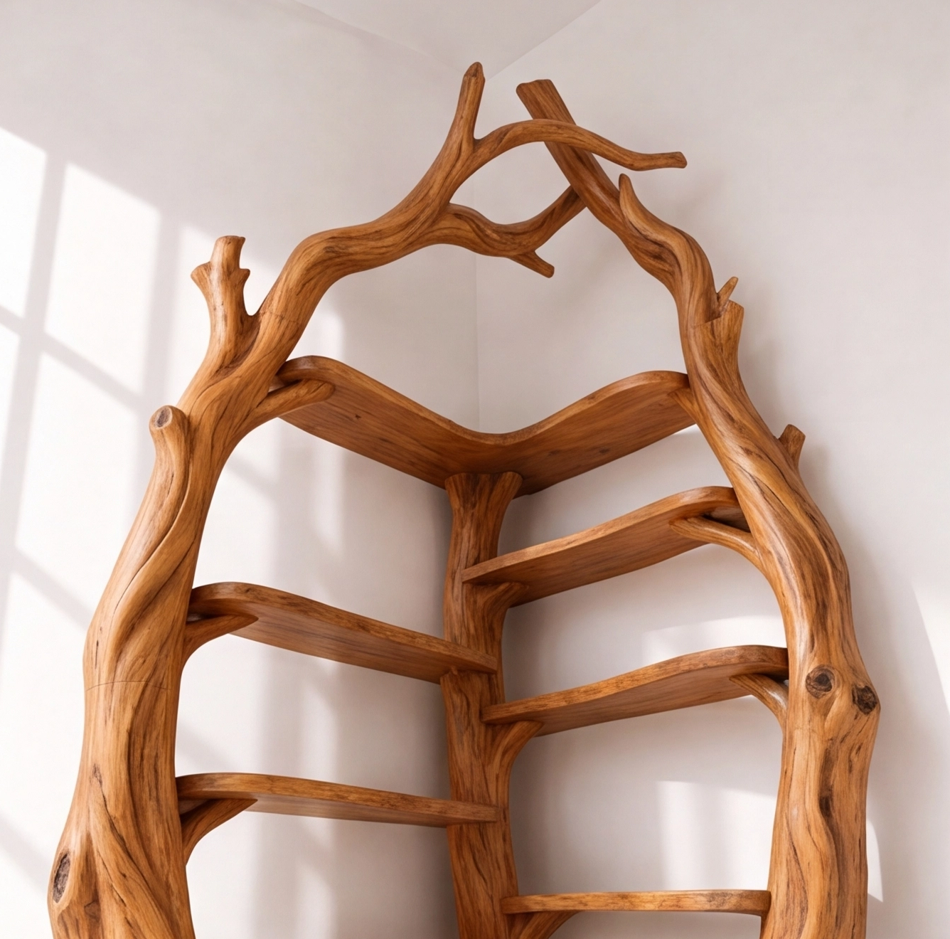 Solid Wood Corner Tree Bookshelf