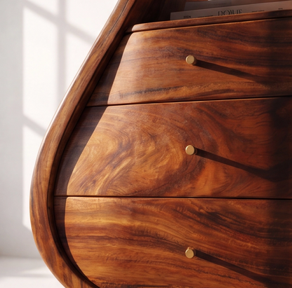 Modern Sculptural Wood Nightstand