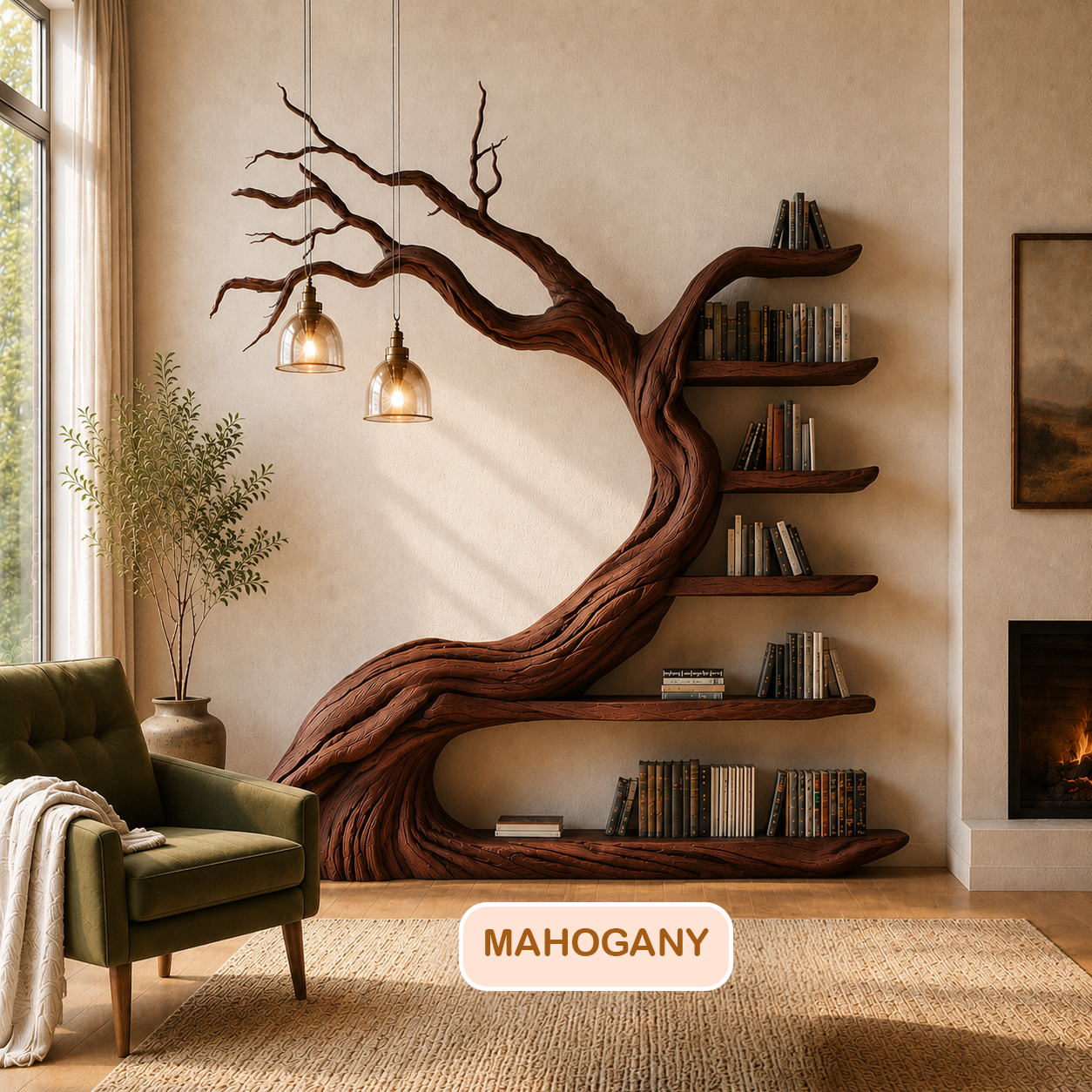 Nature Inspired Wooden Tree Bookshelf