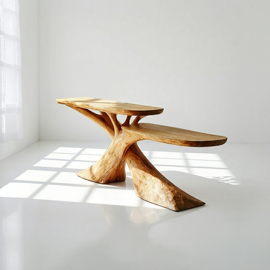Modern 2-Tier Wood Console Table