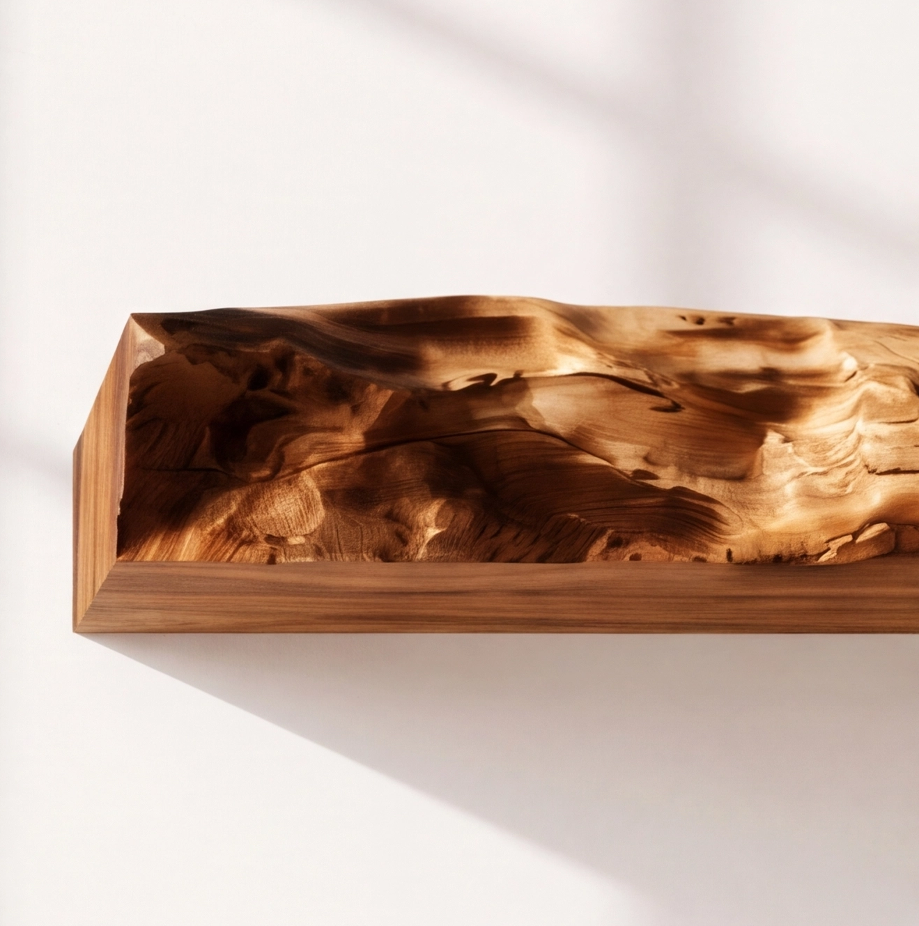 Rustic Solid Wood Live Edge Floating Shelf