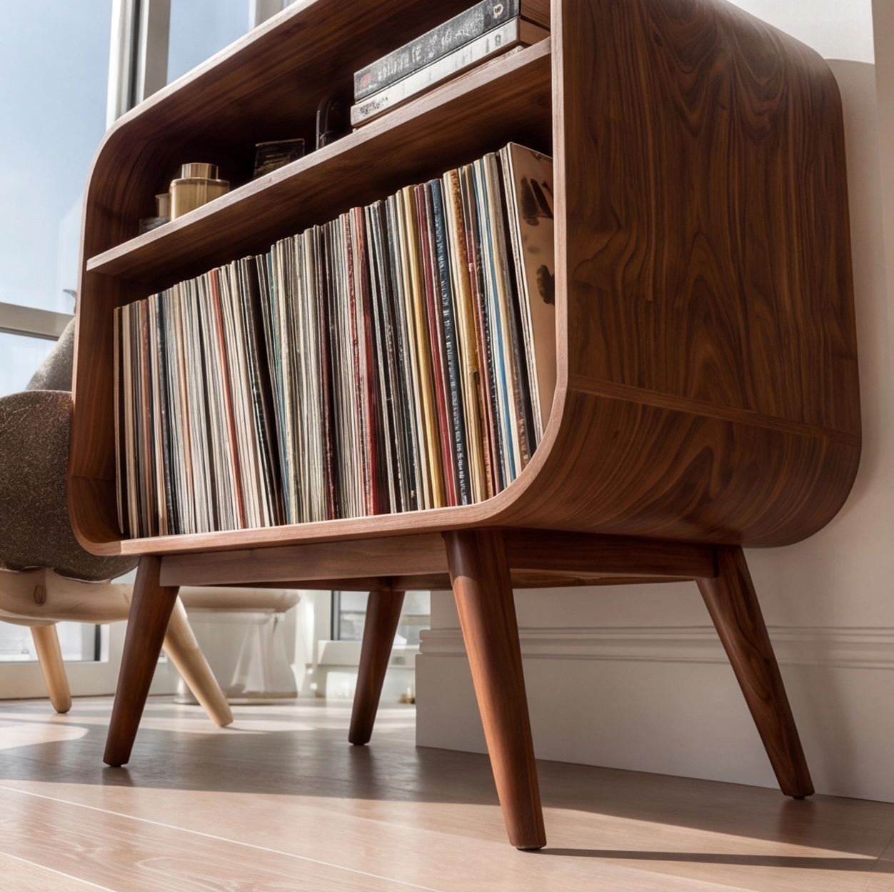 Rustic Solid Wood Record Player Stand