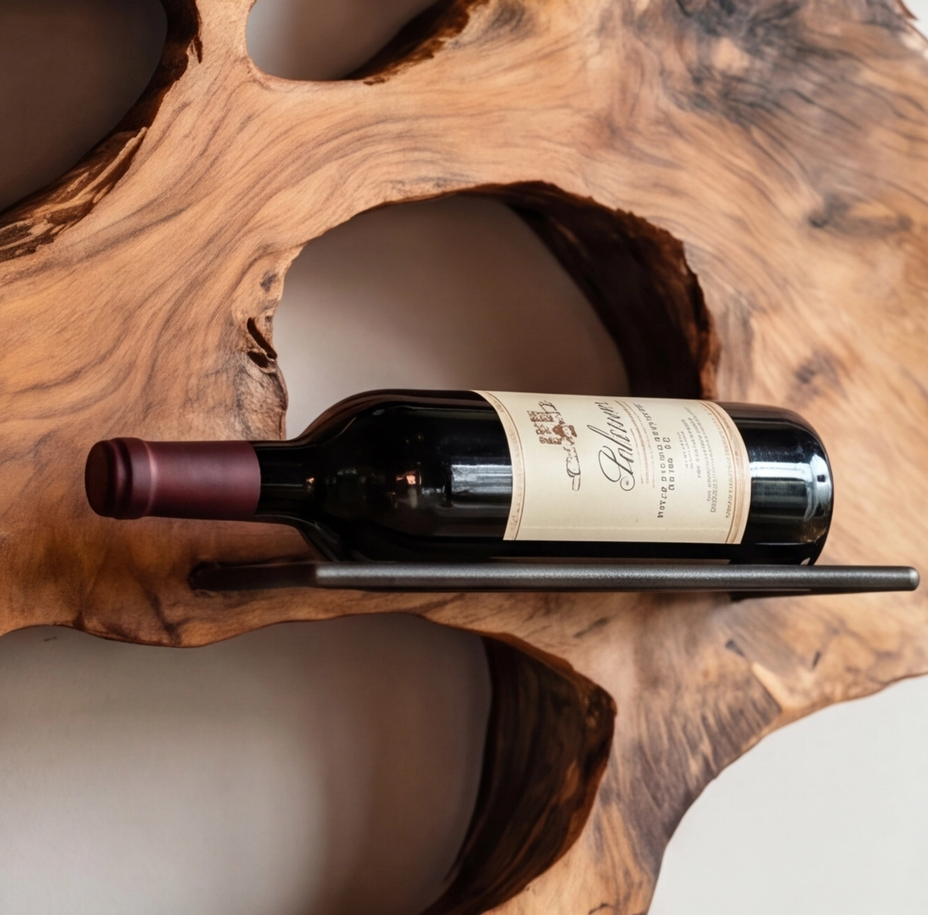 Floating Live Edge Wine Rack