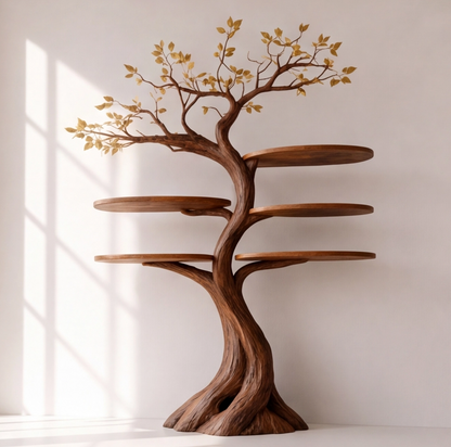 Rustic Modern Tree Wall Mounted Bookshelf