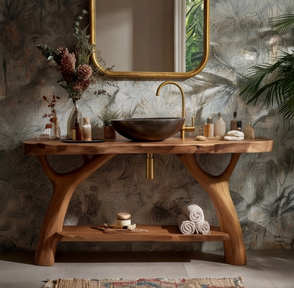 Freestanding Solid Wood Bathroom Vanity Console