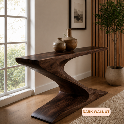 Modern Z-Shaped Wood Console Table