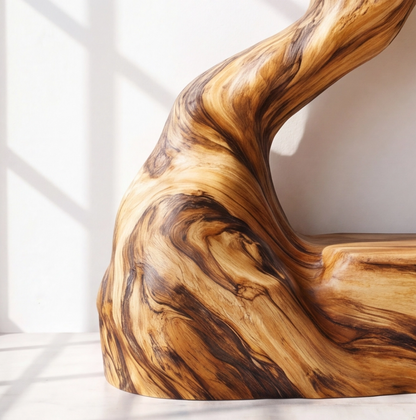 Solid Wood Tree Bookshelf With Bench