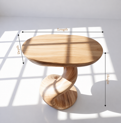 Oval Sculptural Pedestal Wood Console Table