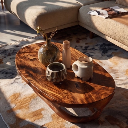 Biophilic Modern Sculptural Wood Coffee Table