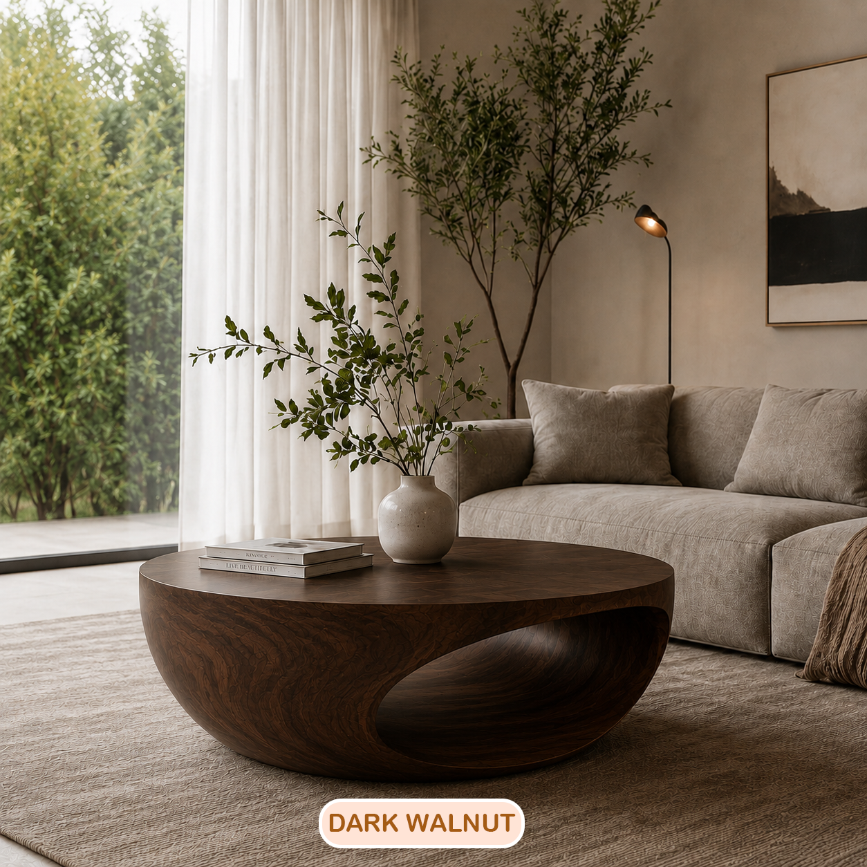 Organic Minimalist Sculptural Wood Coffee Table