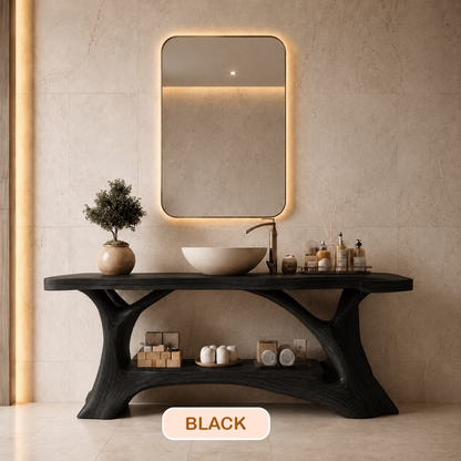 Rustic Live Edge Wood Bathroom Vanity Console