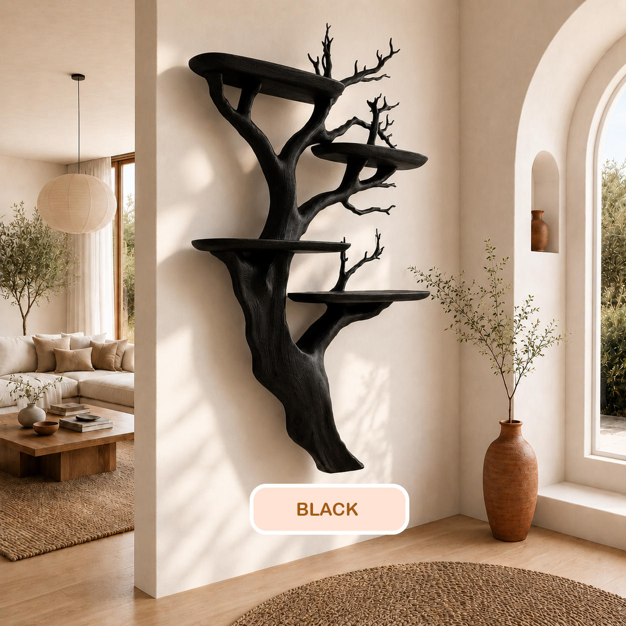 Handmade Wall Mounted Tree Branch Bookcase