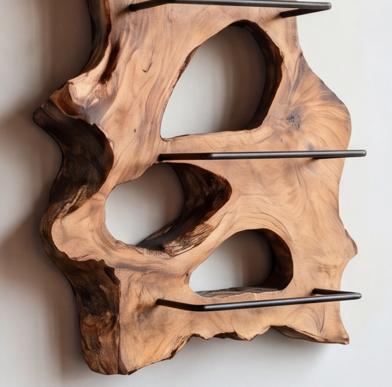 Floating Live Edge Wine Rack