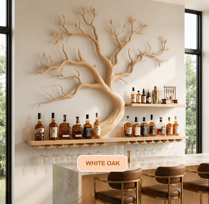 Wall Mounted Solid Wood Tree Wine Rack