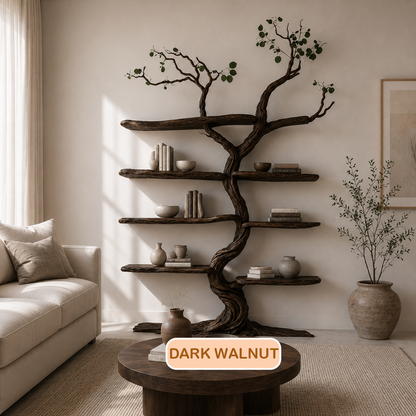 Handcrafted Wood Tree Wall Shelf