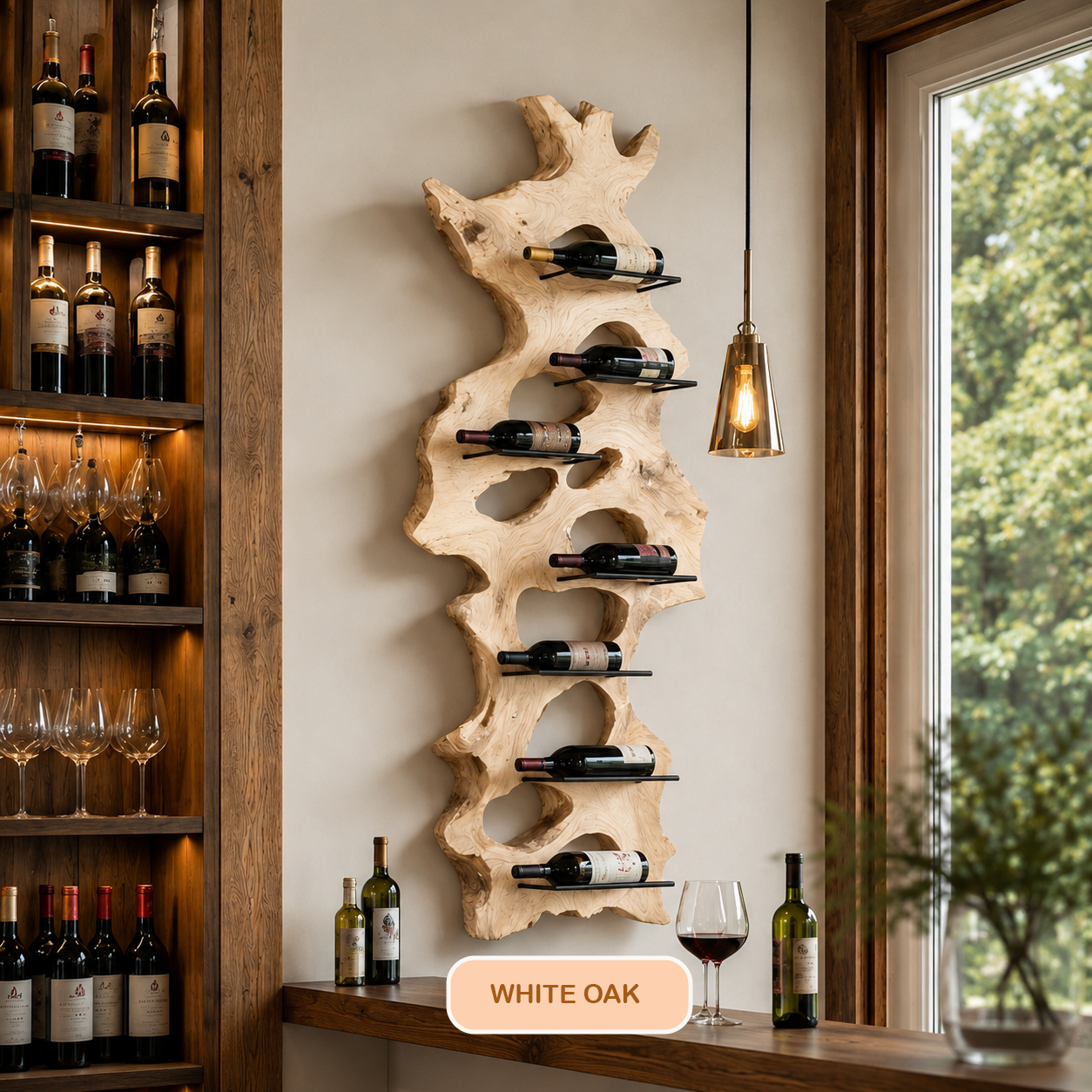 Floating Live Edge Wine Rack