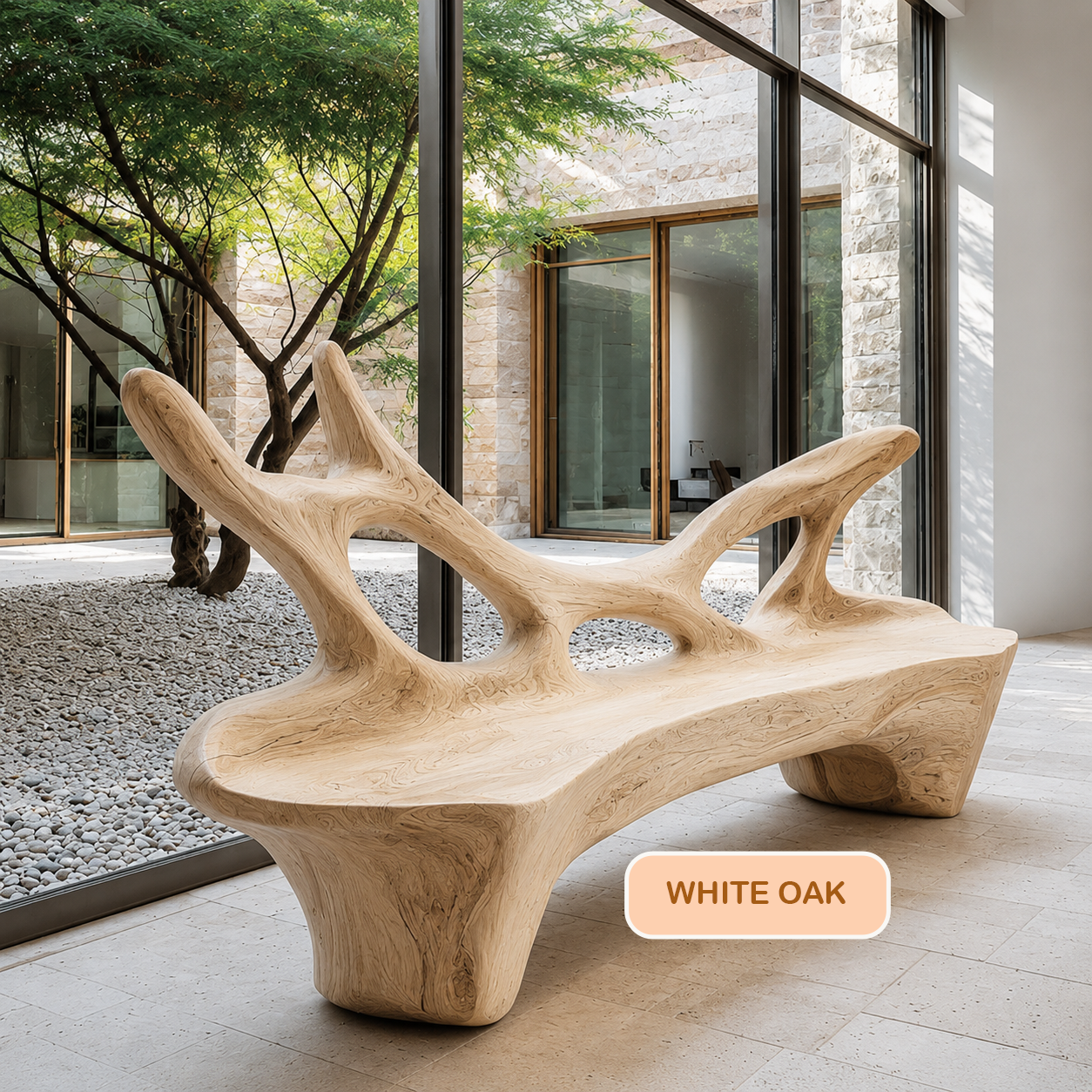 Sculptural Organic Wood Bench