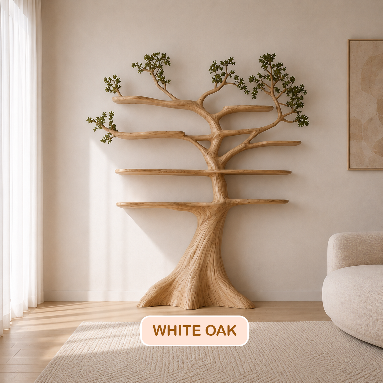 Wall Mounted Rustic Tree Bookshelf